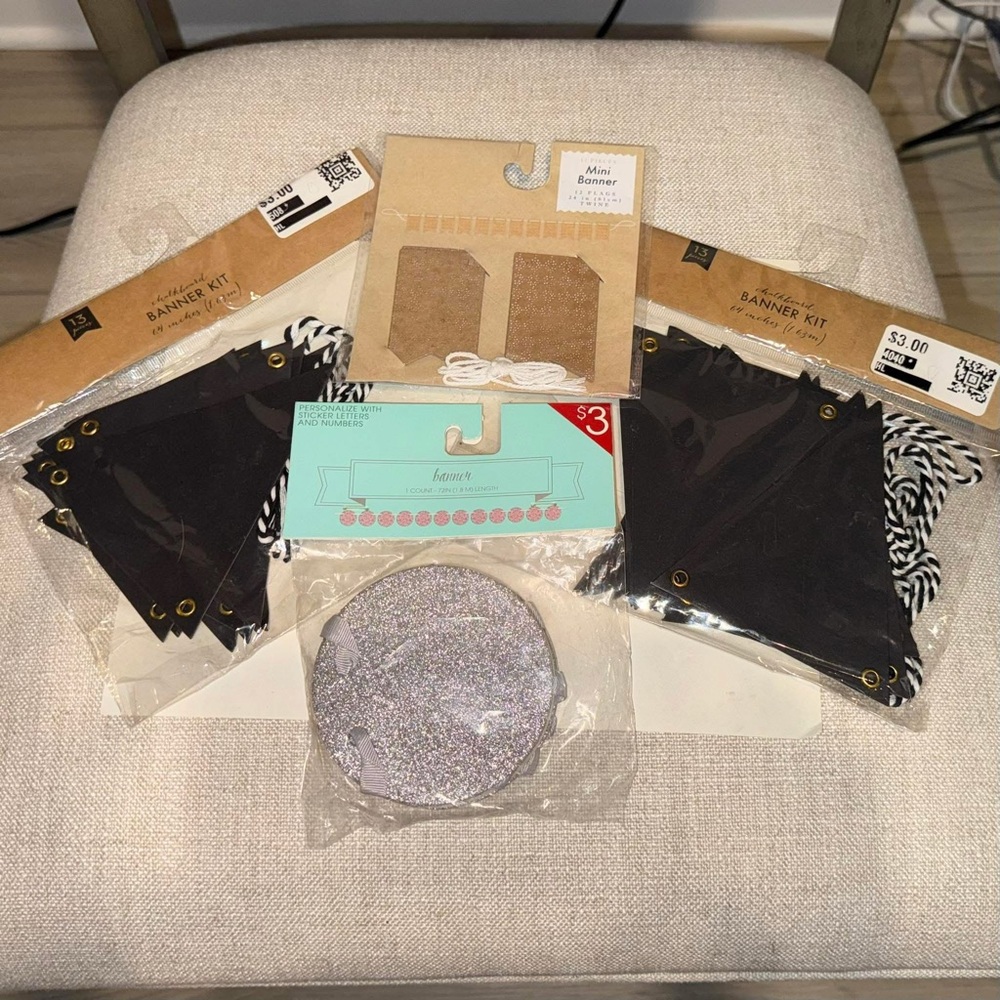 Craft Banner Kit Sets with Glitter etc! Price is for all. Sold together (4)only.